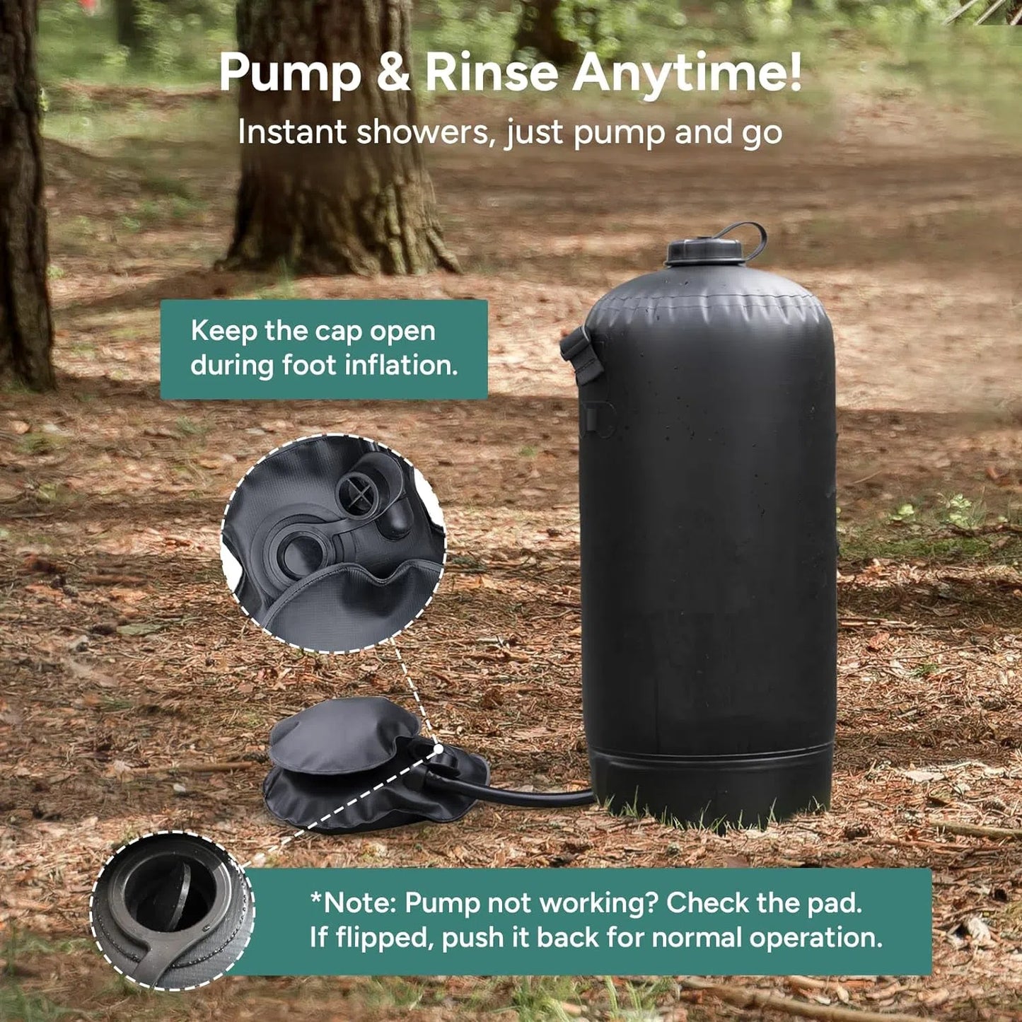 Portable Camping Shower, Leak Proof 3 Gallon Camping Shower with Foot Pump, Pressure Camping Shower Bag with Storage Bag,Easy Set up Large Water Inlet Outdoor Shower for Camping Beach Hiking Climbing