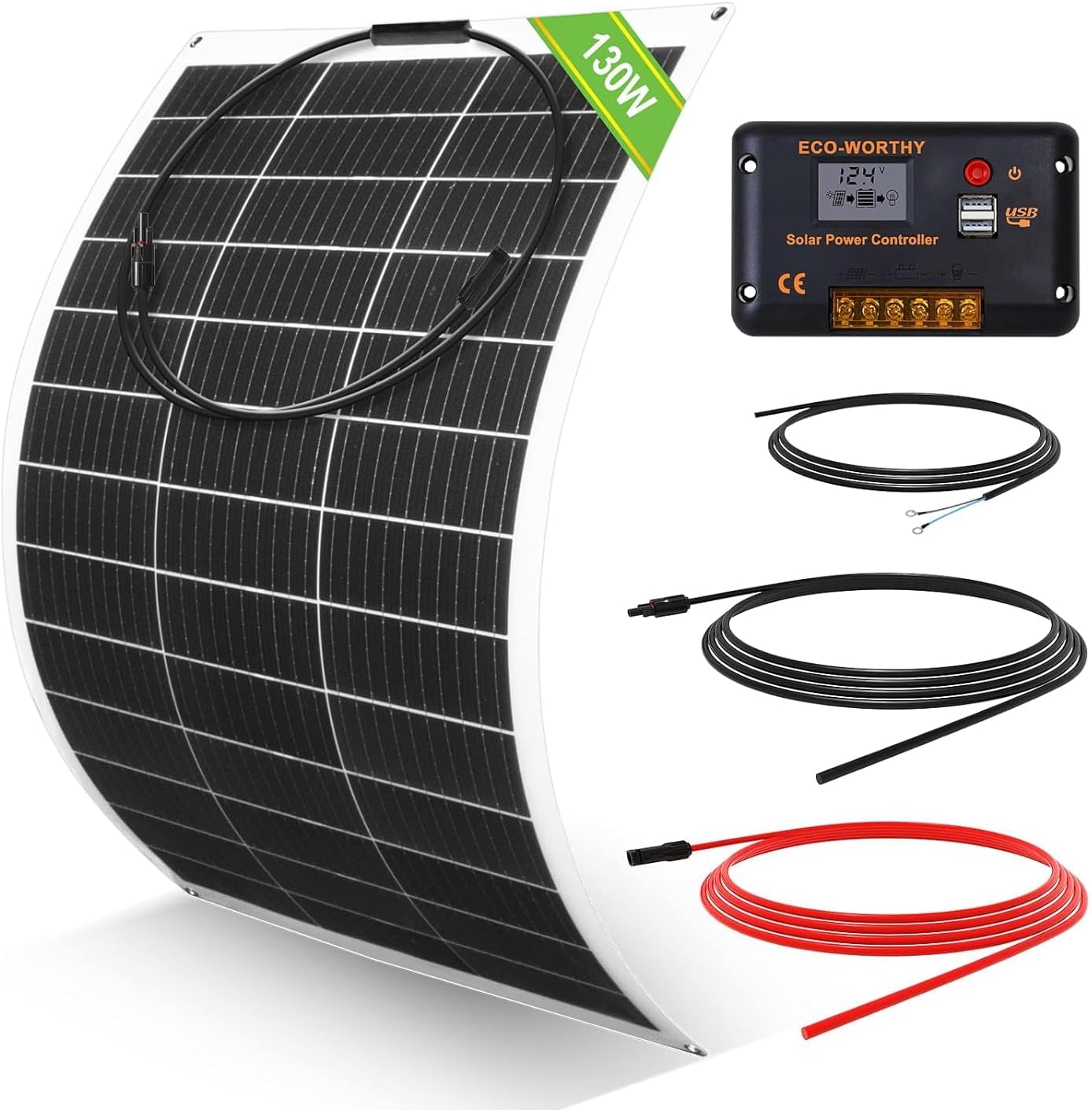 300 Watts Solar Panel Kit, 27.5"x18" High Efficiency Battery Charger with Controller/18V Battery Clip, Portable Waterproof Solar Panel, Backup Power Emergency for Camp RV Home Boat Caravan Rooftop