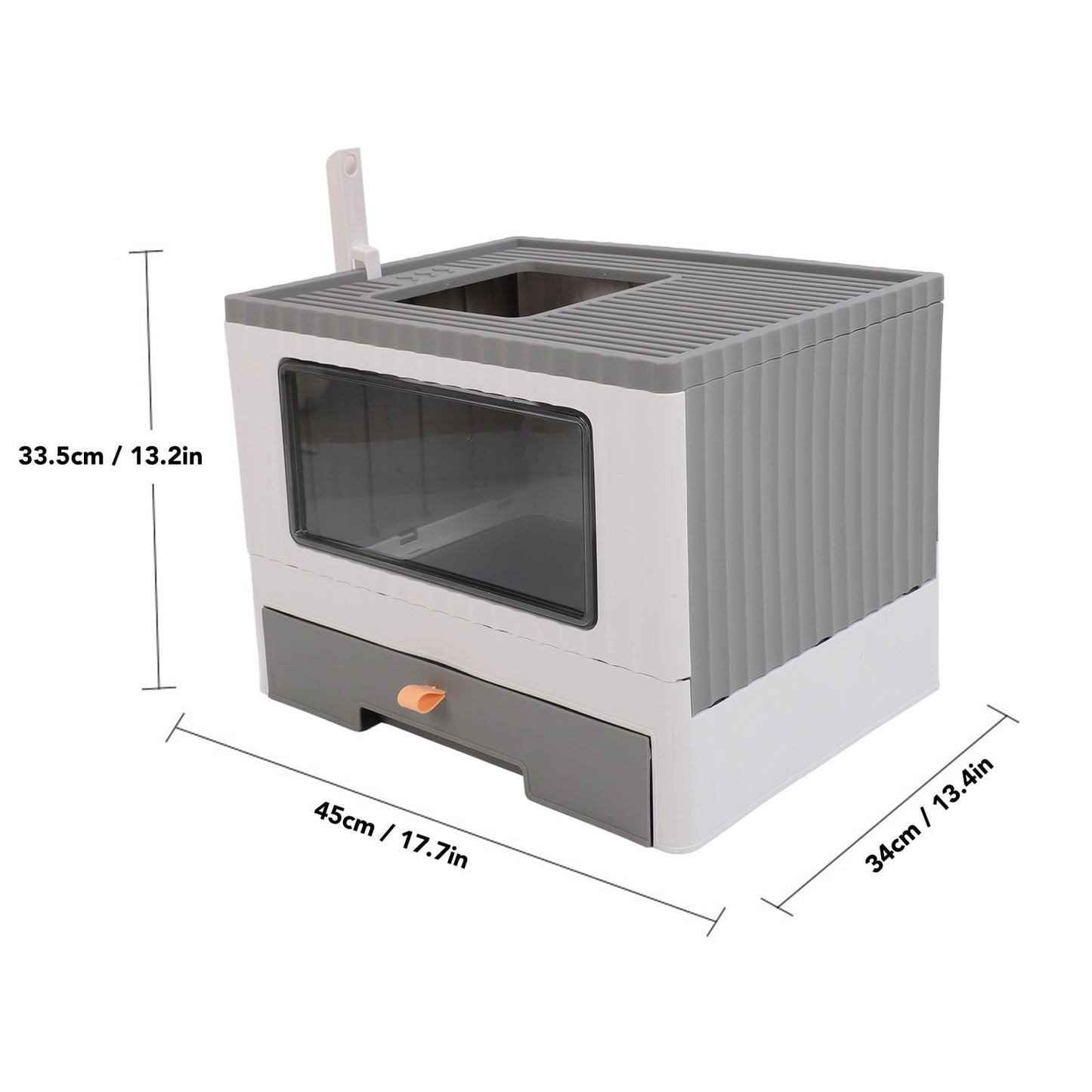 Enclosed Cat Litter Box Large with Lid Cover&Litter Scoop Foldable Cat Toilet Cat Self-Grooming Side Panel w/ Easy Cleaning Tray