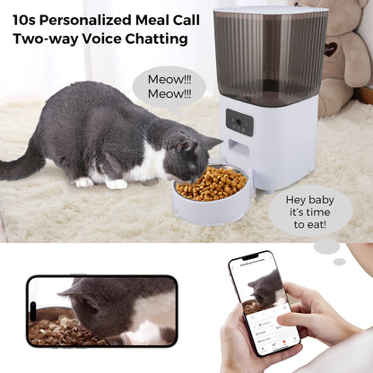 5L Automatic Cat Dog Feeder with Camera, App Control Smart Pet Feeder Food, HD Camera for Voice and Video Recording,Detachable for Easy Clean