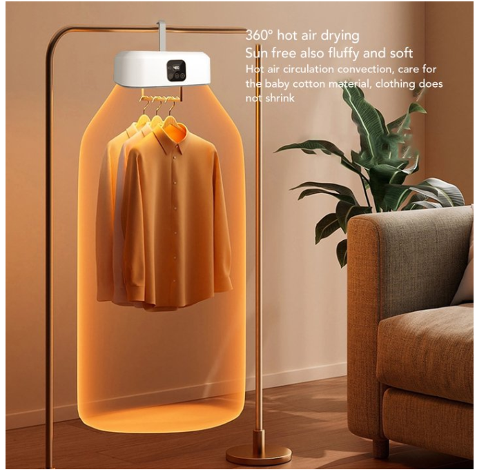 Portable Clothes Dryer,600W Mini Laundry Dryers With Remote Control, Small Compact Foldable Electric Drying Machine with Dry Bag for Travel,RV, Home,Apartment