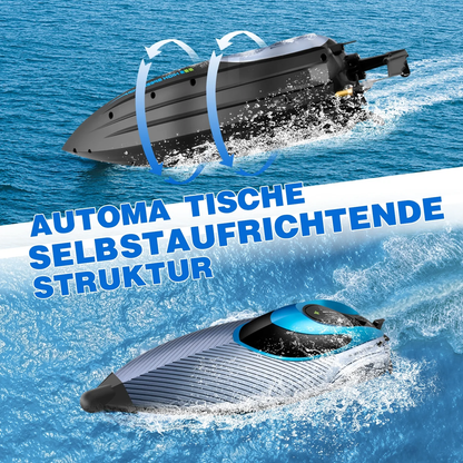 High Speed RC Boats with LED Lights & 2 Batteries, 30+ mph Remote Control Boat for Pools and Lakes, Capsize Recovery, Low Battery Reminder, 2.4Ghz Racing Boats Pool Toys for Adults and Kids