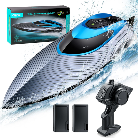 High Speed RC Boats with LED Lights & 2 Batteries, 30+ mph Remote Control Boat for Pools and Lakes, Capsize Recovery, Low Battery Reminder, 2.4Ghz Racing Boats Pool Toys for Adults and Kids