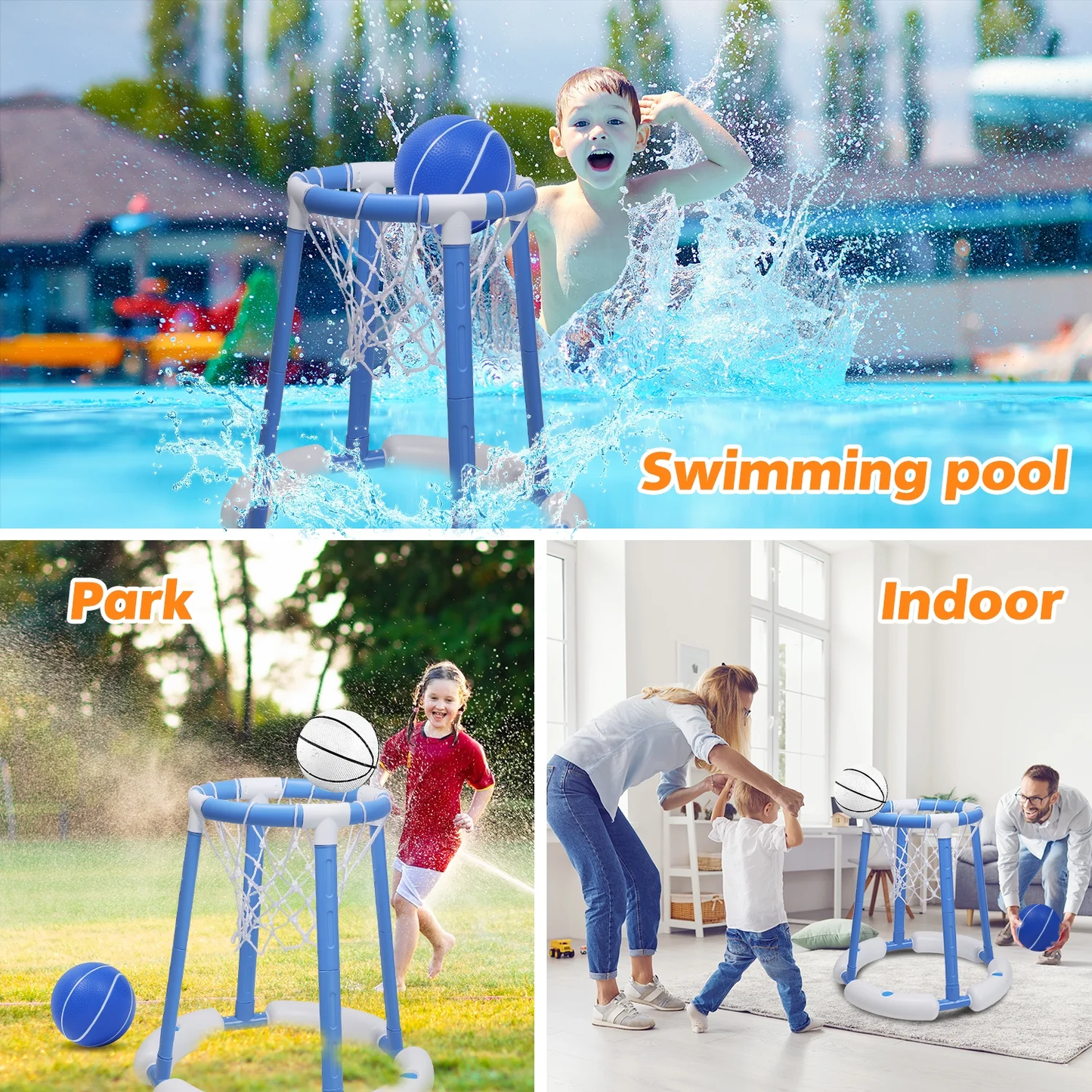 Pool Basketball Hoop for Kids, Floating Inflatable Toys with Pool Balls and Pump, Pool Basketball Toys Swimming Pool Toy for boys and Girls