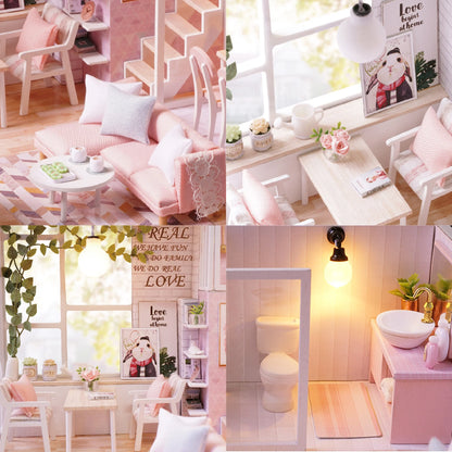 DIY Miniature Dollhouse Kit with LED Light Furniture Wood Mini Doll House Kit for Girls Adult Teens Birthday Christmas Collectibles Unique Gifts
