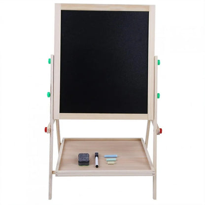 Art Easel for Kids Wooden Toddler Easel Double Sided Standing Chalkboard Dry Erase Board for Kids Toddler Drawing Board with Accessories, Blackboard & Whiteboard for Kids