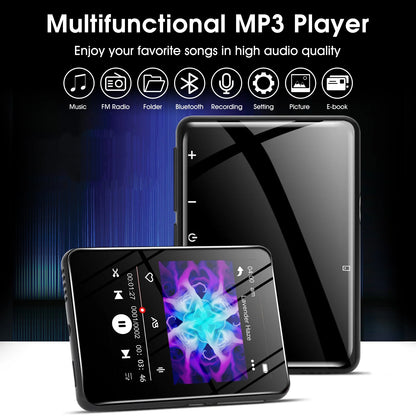 132GB MP3 Player with Bluetooth 5.0, 2.4 in Full Touch Screen Portable Digital Lossless Music Player with Speaker & Earphones, FM Radio, Voice Recorder, E-Book, Supports up to 256GB SD Card