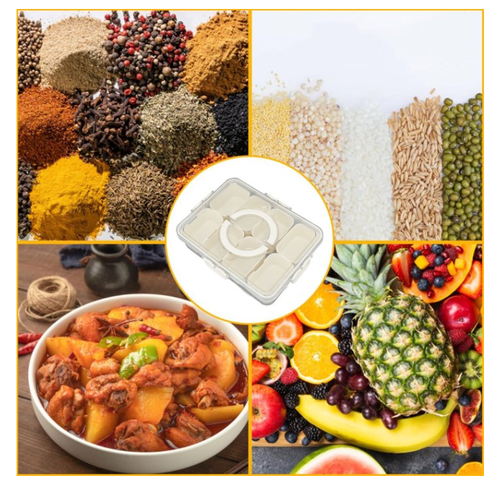 8 Grids Divided Serving Tray with Lid & Handle, Snack Box Container, Spice Containers Snack Platters Trays for Eating,Candy, Fruits, Nuts,Charcuterie Boxes