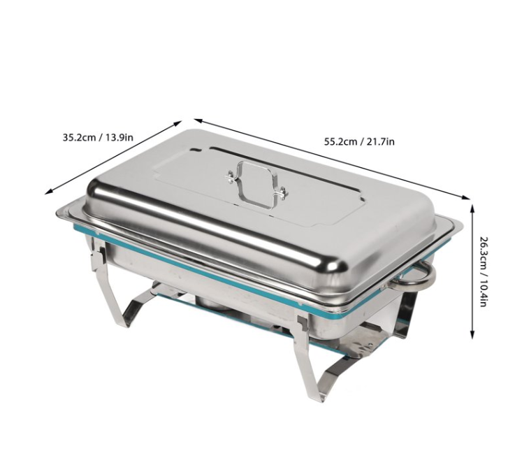 11.6 QT Stainless Steel Food Warmer Foldable Stove Dish Set Rectangular Chafing Dish Chafer Full Buffet Catering