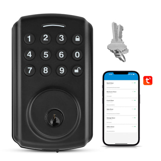 Keyless Entry Door Lock Keypad Electronic Smart Deadbolt for Front Door with 2 Keys, Digital Lock Anti-Peeking Password,Auto Lock,Easy Installation Matte Black