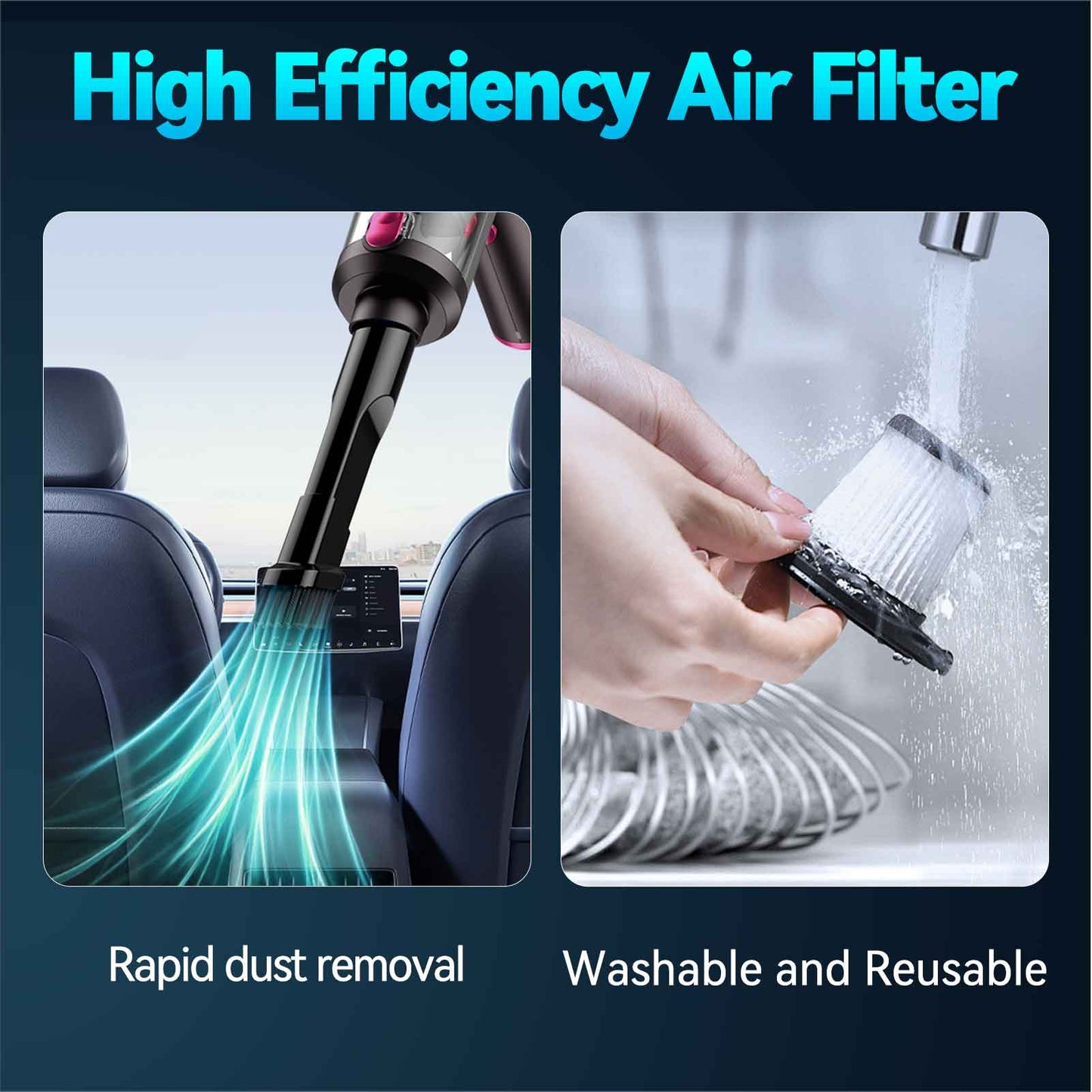 4 In 1 Car Vacuum Cleaner,Cordless 120W/15000PA Powerful Sutions Handheld Vacuum with LED Light, 4000mAh Battery Mini Vacuum Blow & Suction for Car,Keyboard,Inflatin and Pet Hair