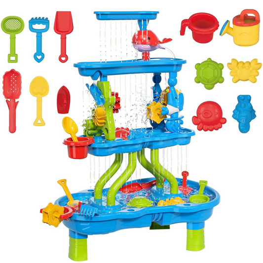 Kids Water Table for Toddlers 3-5, 4-Tier Outdoor Water Play Table Toys for Toddlers Kids Boys Girls, Kids Water Sensory Tables Summer Outdoor Toys for Toddlers Age 3 4 5 6 7 8