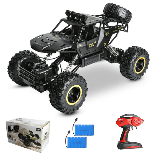 Remote Control Cars, YLSHRF 1:12 Scale All Terrain RC Monster Trucks Car with 2.4 GHz ,4WD Waterproof Off-Road Truck with Two Rechargeable Batteries,for Kids Adults Age 6 + Birthday Gifts (Black)