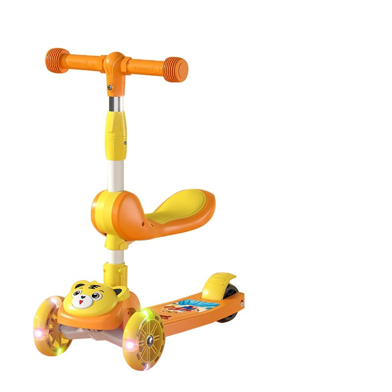 3 Wheel Scooter for Kids, Foldable Kids Kick Scooter with Adjustable Height and Light Up Wheels, Blue Kids Scooter with Rear Brake and Music, Ride on Toys for for Girls Boys Kids Ages 3 and up