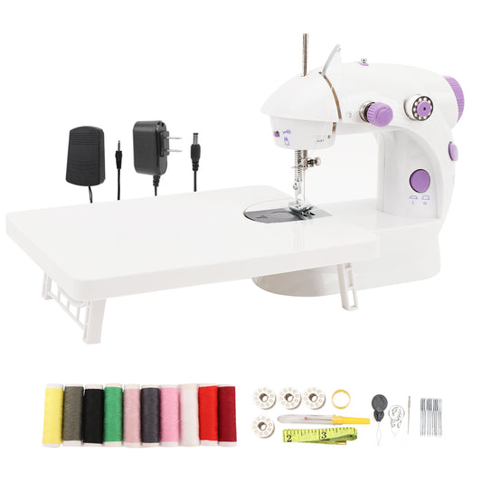 Dual Speed Portable Mini Sewing Machine With Extension Table, Stitch, Sewing Kit For Household