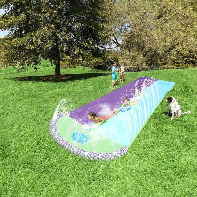 Extra Long Water Slide with 2 Inflatable Boards, Inflatable Outdoor Splash Water Slide Slip with Sprinkler for Kids Adults Backyard, Summer Outdoor Water Toys