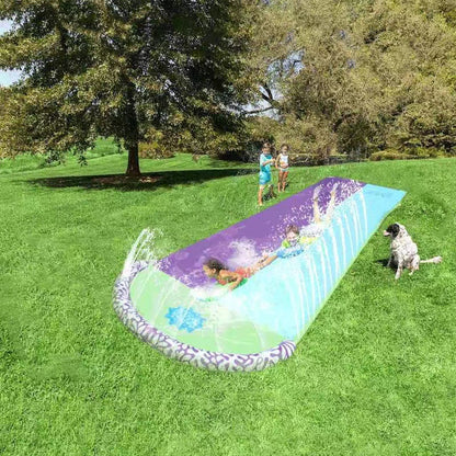 Extra Long Water Slide with 2 Inflatable Boards, Inflatable Outdoor Splash Water Slide Slip with Sprinkler for Kids Adults Backyard, Summer Outdoor Water Toys