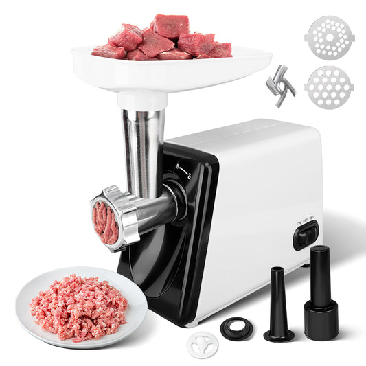 Electric Meat Grinder, Max Sausage Stuffer with 2 Blades, 2 Grinding Plates, 2 Sausage Tubes, 2500W Meat Grinder Heavy Duty for Home Kitchen Use, Stainless Steel