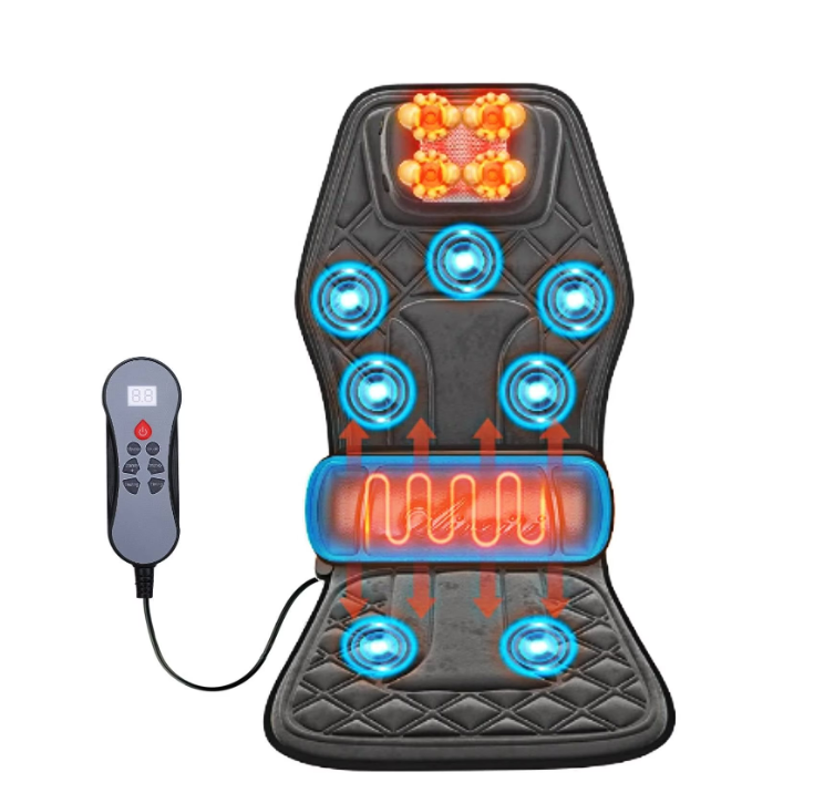 Seat Massager Cushion with Heat & Vibration, Deep Tissue Back & Neck Massage, Chair Pillow for Home, Office, Car