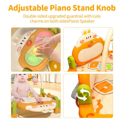 Baby Gym Mat with 4 Soft Rattles Baby Play Mat Piano Gym Baby Play Piano Musical Tummy Time Activity Gym Mat for Newborn Toddler Playmat