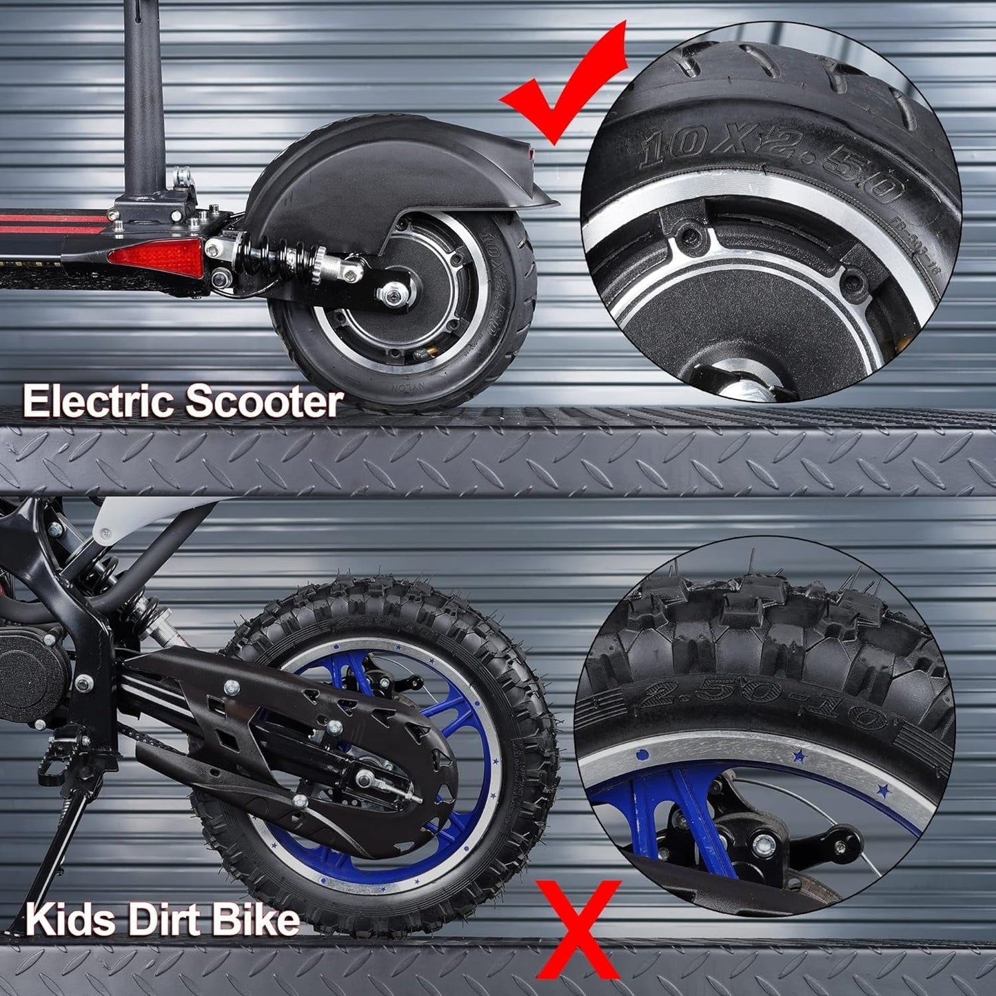 Eotvia 10in Electric Scooter Tire with 10x2.5in Inner Tube Inflatable Rubber Tyre Replacement 255x80 Outer Tube