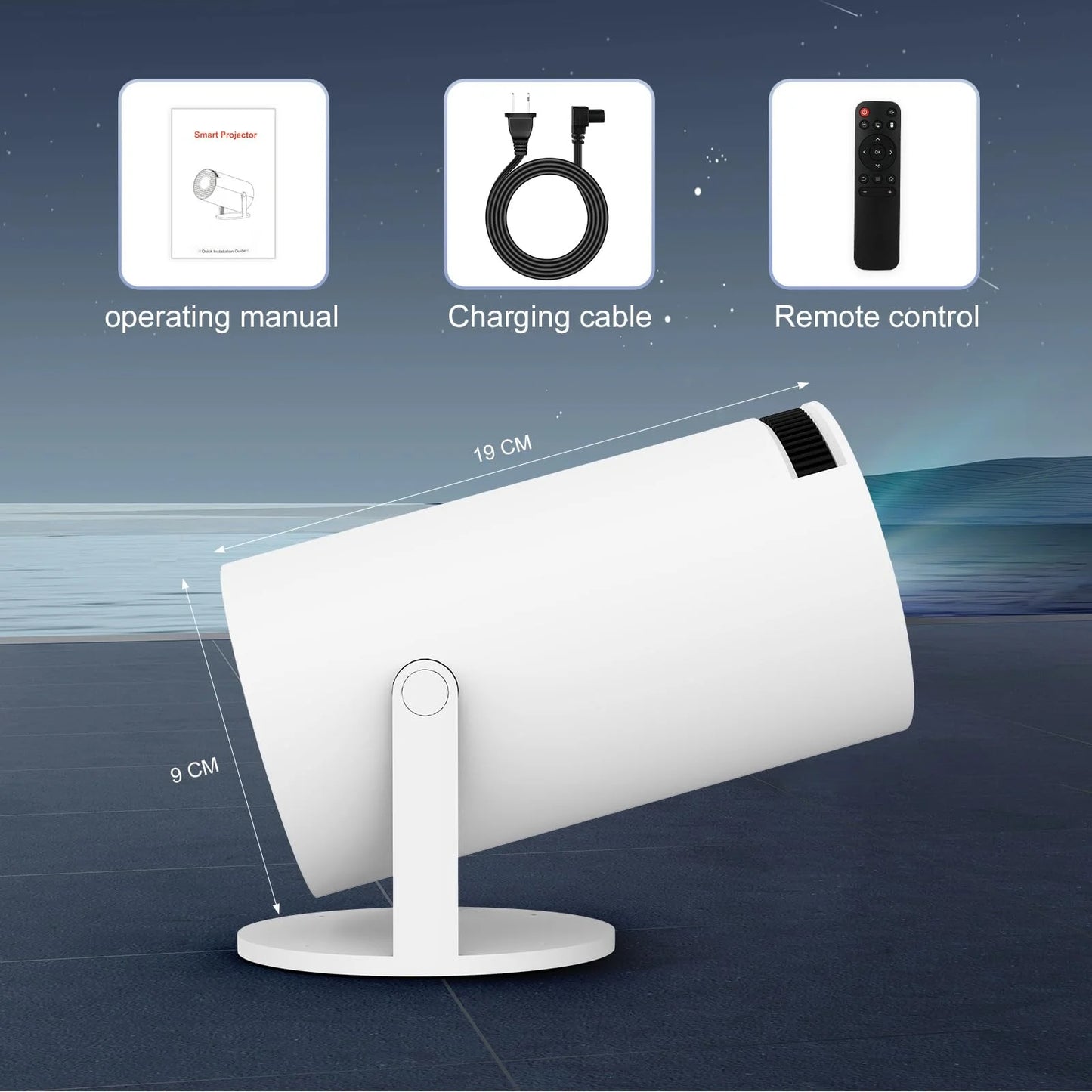 Mini Projector with WiFi and Bluetooth, 4K Outdoor Projector with 180°Adjustable Stand, Auto Keystone Movie Projector Compatible with TV Stick/IOS/Android/Laptop, Portable 1080P Full HD Proyector