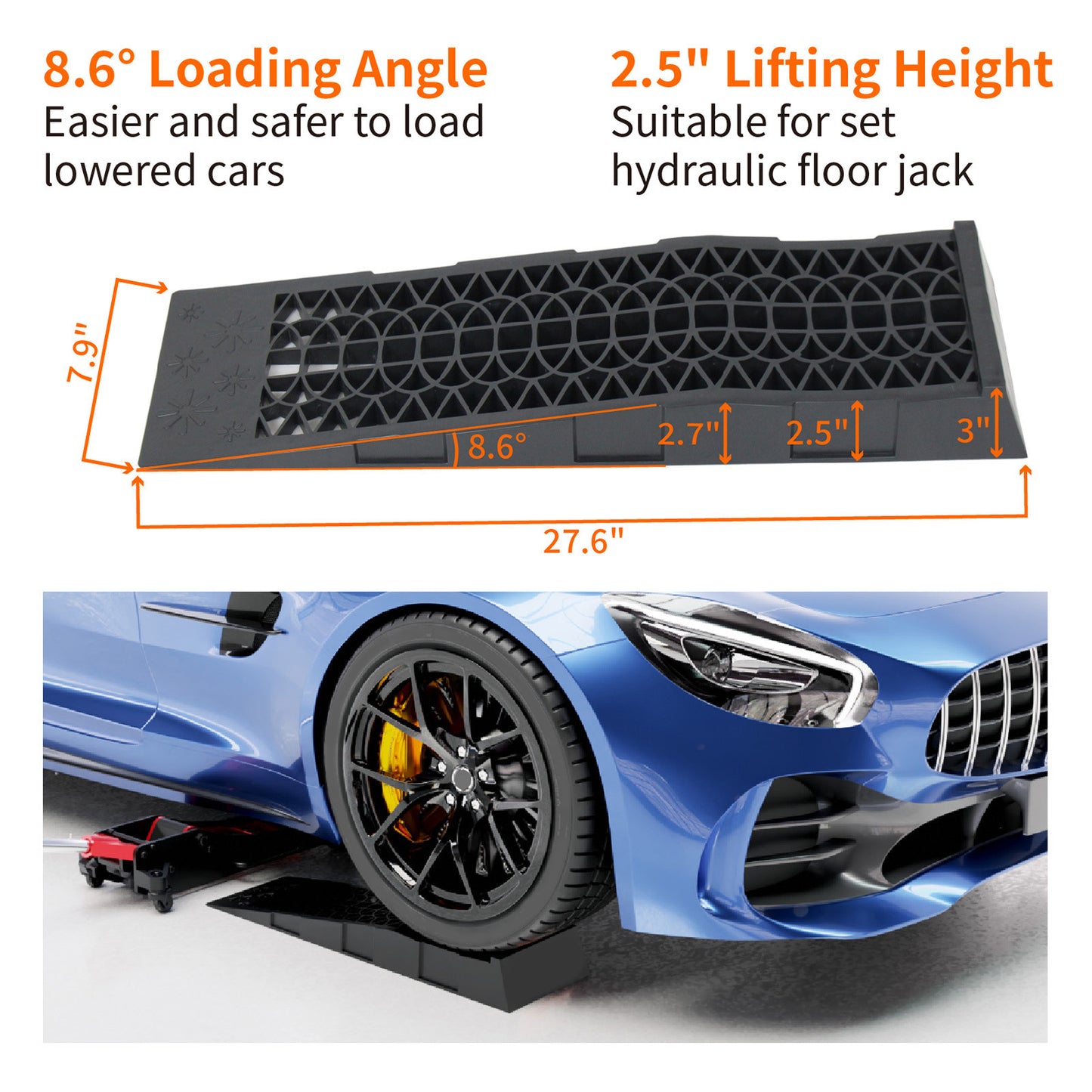 1Pair Car Service Ramps Vehicle Maintenance Tire Ramps Universal For 4400 Lbs Vehicles