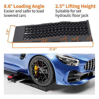 1Pair Car Service Ramps Vehicle Maintenance Tire Ramps Universal For 4400 Lbs Vehicles