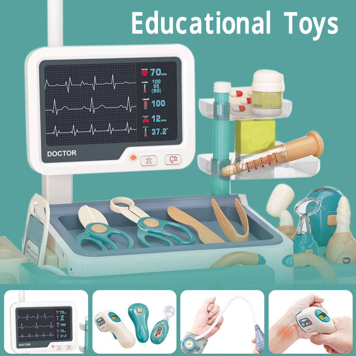 Doctor Kit for Kids Pretend Play Medical Station Toy Set with 47pcs Accessories Hospital Doctor Role Play Toy for Toddlers 3 4 5 6 7 8 Years Old Children