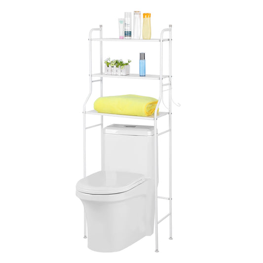 Over The Toilet Storage, 3-Tier Bathroom Storage Organizer, Bathroom Space Saver, Freestanding Corner Stand, Over Toilet Shelf, 22"W,White