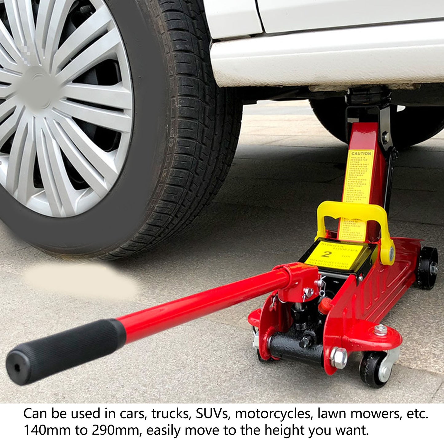 Hydraulic 2 Ton Floor Jack For Car With 360 Rotation Handle, 2 Ton Trolley Jack Red