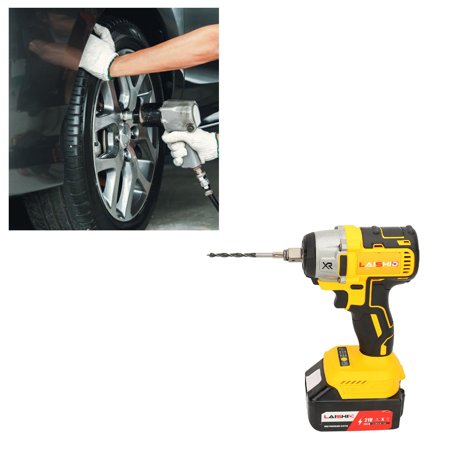 1/2" Cordless Electric Impact Wrench, 21V Powerful Brushless Motor W/ 2-Mode Speed, Power Impact Wrench W/ 5 Sockets,8 Drill Bits,8 Screws, Torque 280 Ft-lbs 280N·m