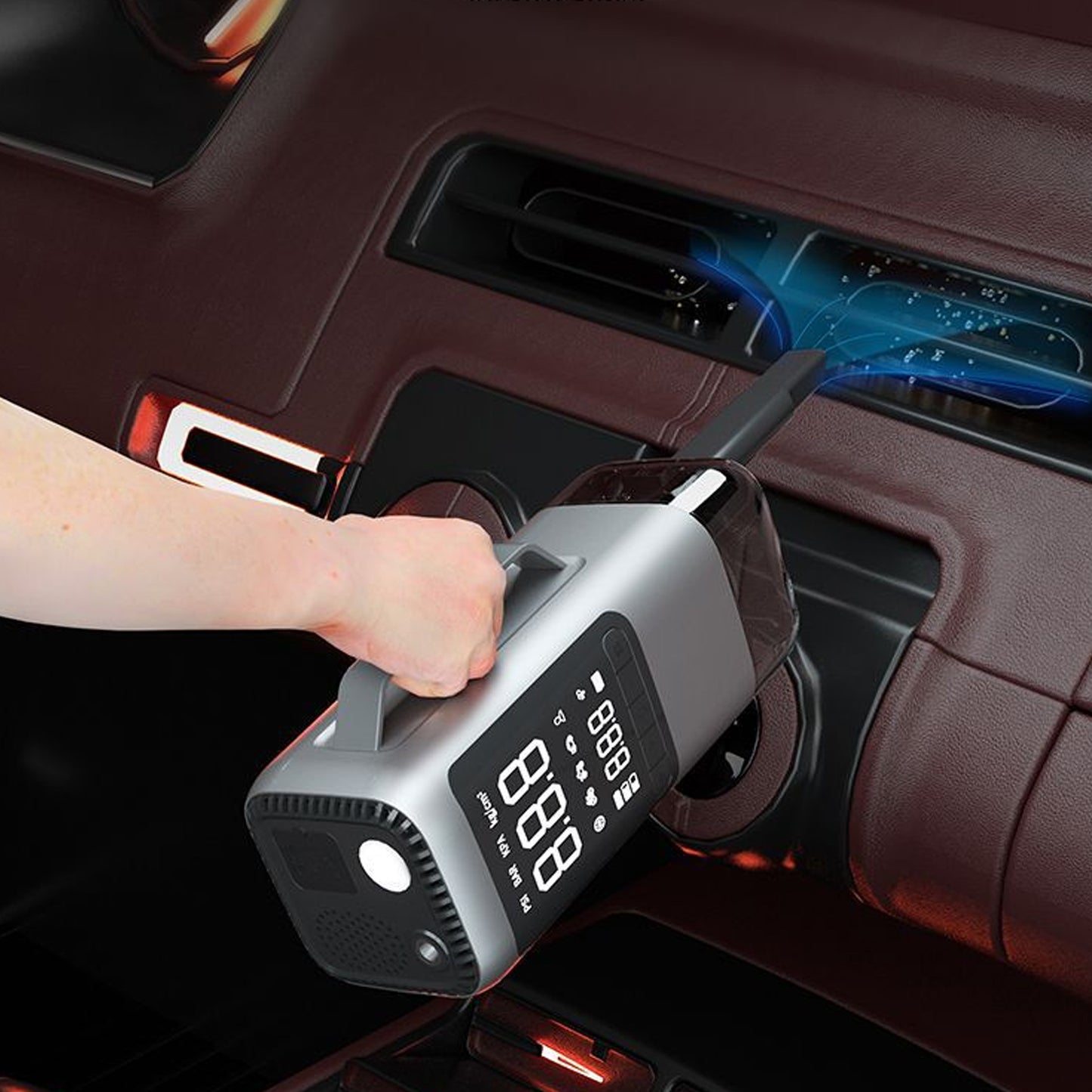 2500A Car Jump Starter For All Gas Or Up To 7.5L Diesel w/ 150PSI Digital Tire Inflator, LCD Screen, LED Light ,Vacuum Cleaner