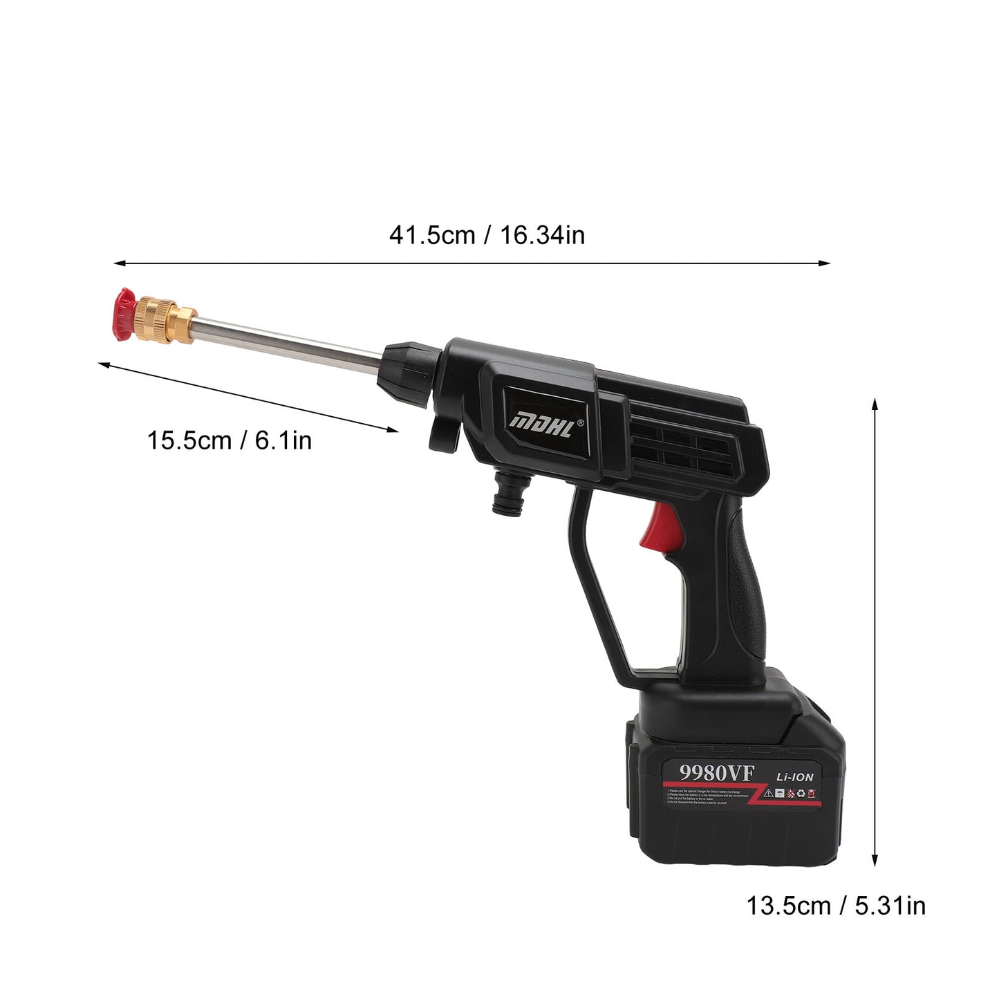 18000mAh Cordless Pressure Washer, 970PSI High Pressure Cordless Power Washer With 6 In 1 Nozzle Portable 2 More Nozzles 16.4FT Water Pipe For Floor Cleaning, Washing Cars, Watering Flowers