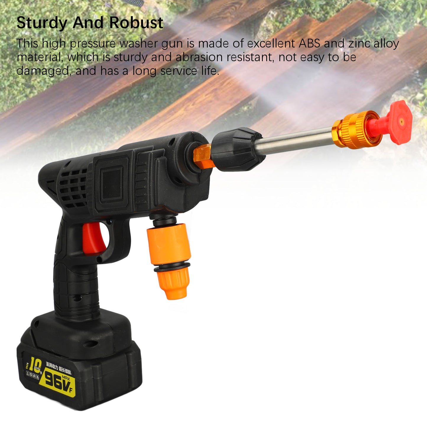 Cordless Pressure Washer, 21V 900PSI High Pressure Cordless Power Washer with Portable 2 Nozzles 16.4FT Water Pipe Power Cleaner for Patio Cleaning Car Washing, Black