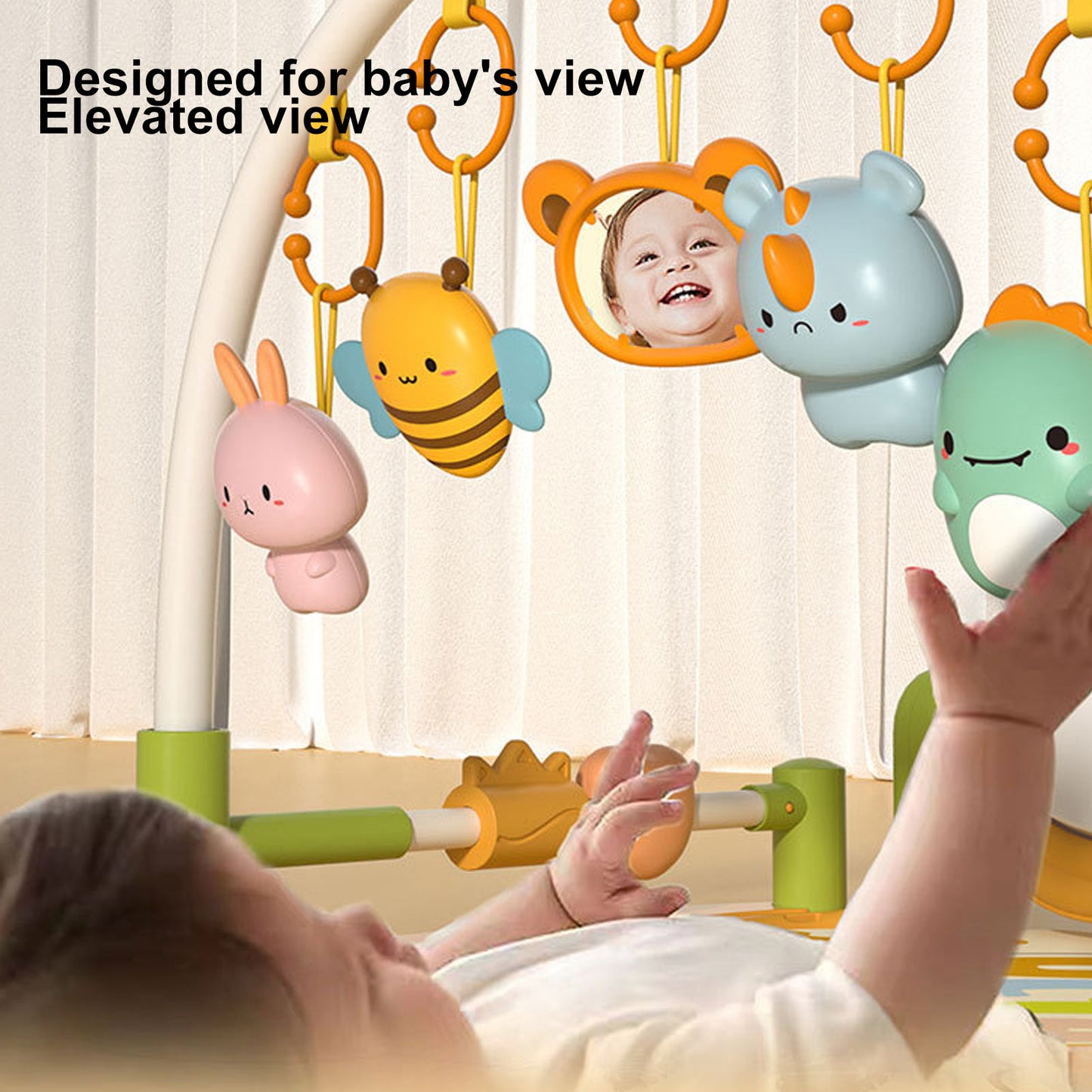 Baby Gym Mat with 4 Soft Rattles Infant Play Mat Kick & Play Piano Gym Baby Play Piano Musical Tummy Time Activity Gym Mat for Newborn 0-12 Months Toddler Playmat