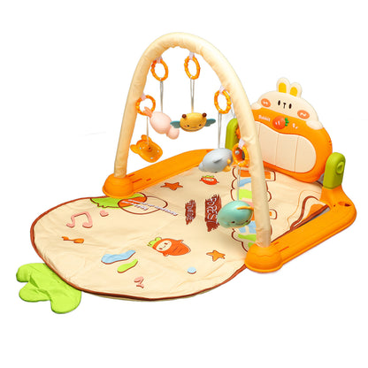 Baby Gym Mat with 4 Soft Rattles Infant Play Mat Kick & Play Piano Gym Baby Play Piano Musical Tummy Time Activity Gym Mat for Newborn 0-12 Months Toddler Playmat