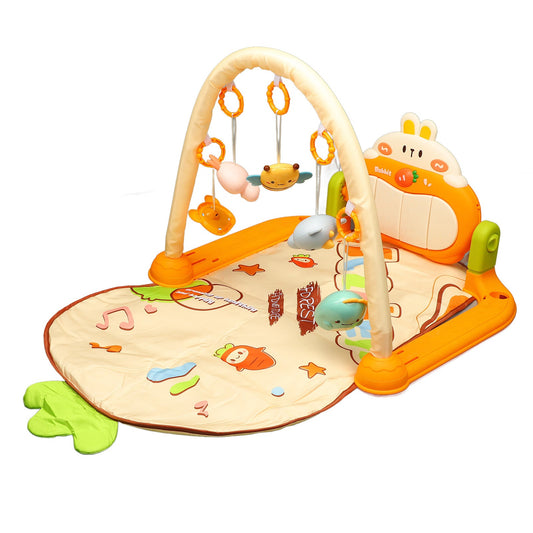 Baby Gym Mat with 4 Soft Rattles Baby Play Mat Kick & Play Piano Gym Baby Play Piano Musical Tummy Time Activity Gym Mat for Newborn Toddler Playmat