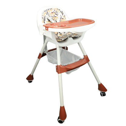 High Chair, Baby High Chair Coffee Red Removable Cushion 3 Levels Height Adjustable For Home Use For 6 Months To 6 Years Old Toddler
