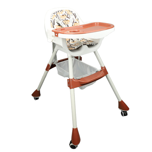 High Chair, Baby High Chair Coffee Red Removable Cushion 3 Levels Height Adjustable For Home Use For 6 Months To 6 Years Old Toddler