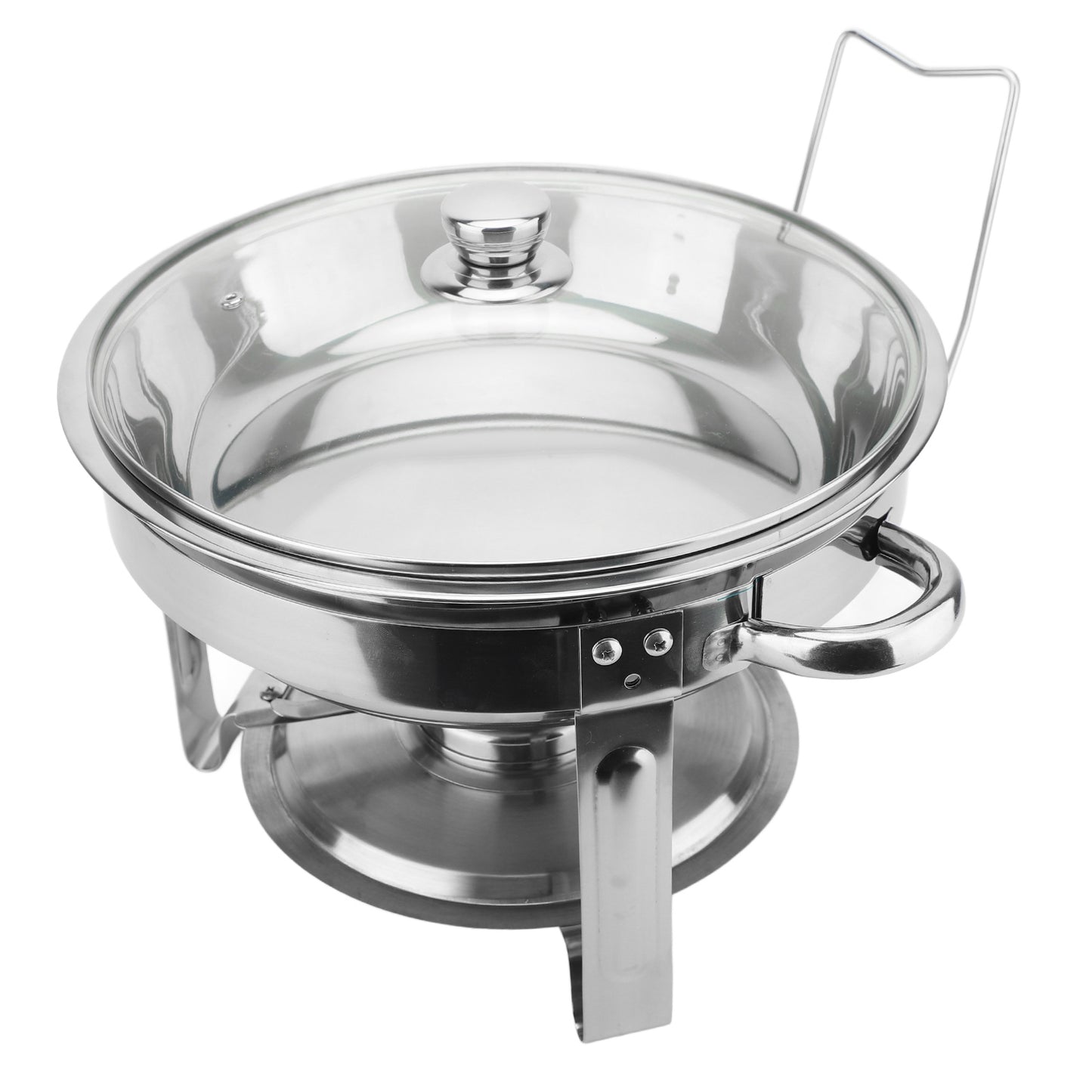 Chafing Dish Buffet Set, 4 Pack 5QT Stainless Steel Chafing Dishes For Buffet With Glass Lid & Lid Holder, Round Chafers And Buffet Warmers Sets For Parties, Events, Wedding, Camping