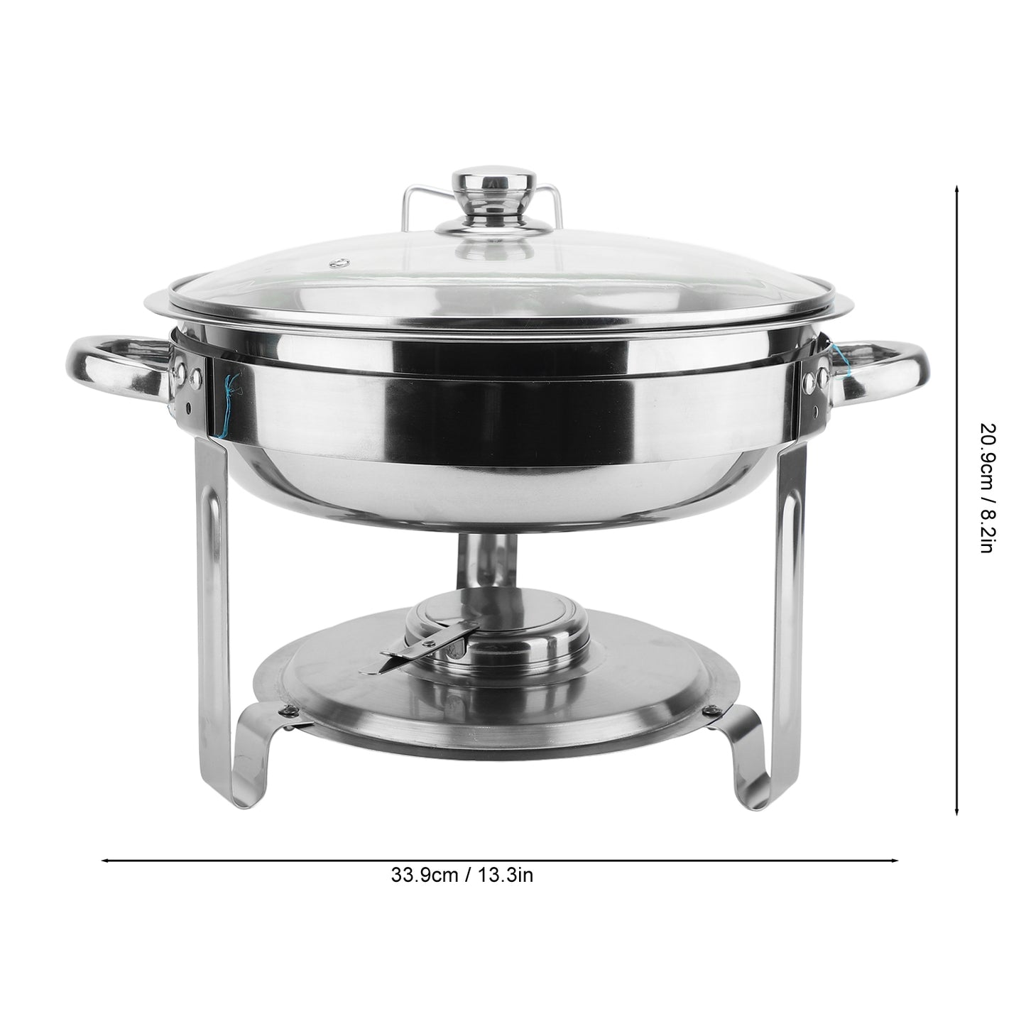 Chafing Dish Buffet Set, 4 Pack 5QT Stainless Steel Chafing Dishes For Buffet With Glass Lid & Lid Holder, Round Chafers And Buffet Warmers Sets For Parties, Events, Wedding, Camping