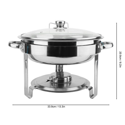 Chafing Dish Buffet Set, 4 Pack 5QT Stainless Steel Chafing Dishes For Buffet With Glass Lid & Lid Holder, Round Chafers And Buffet Warmers Sets For Parties, Events, Wedding, Camping