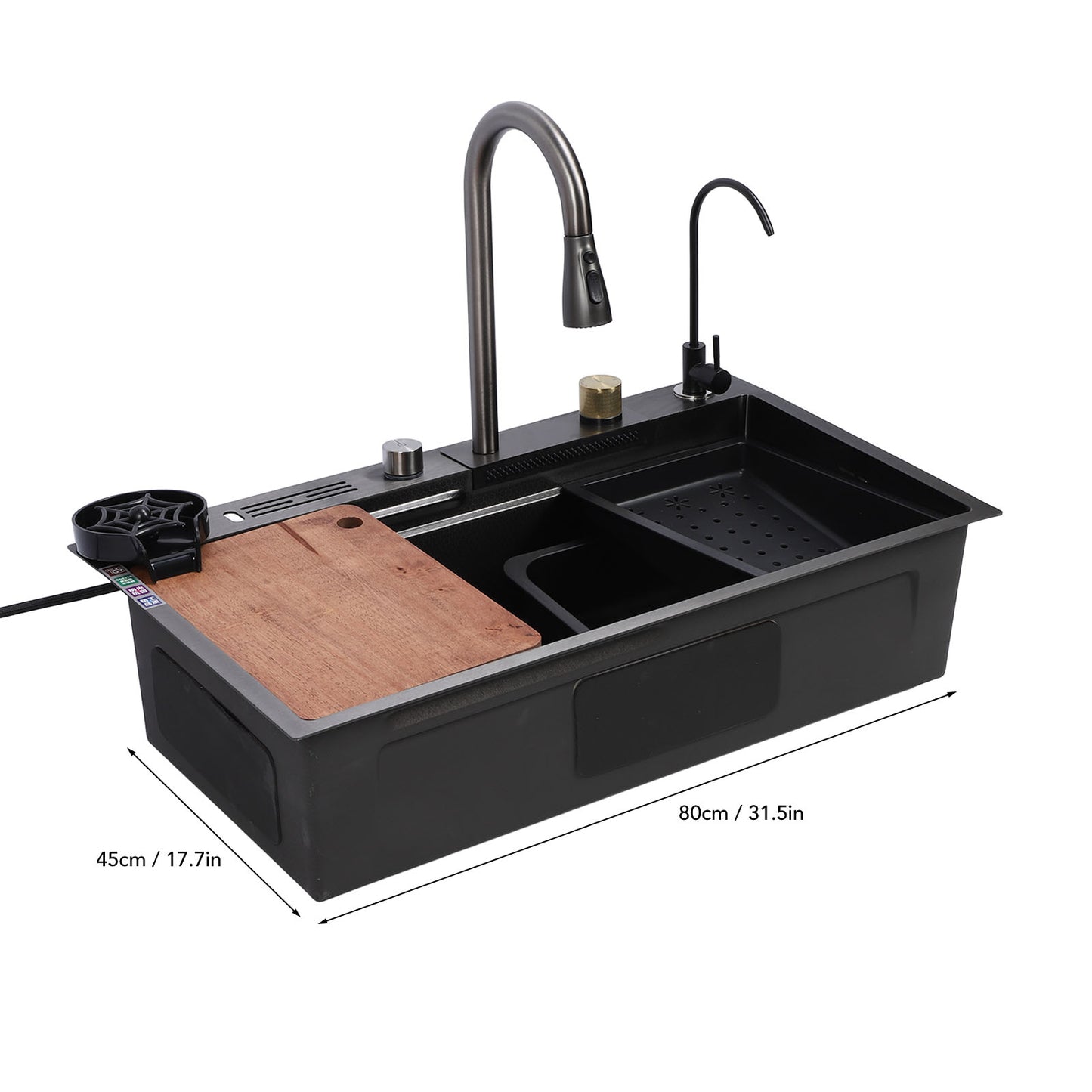 Drop In Kitchen Sink Multifunction Single Bowl Stainless Steel Kitchen Sink Workstation with 360 Degree Rotation Faucet
