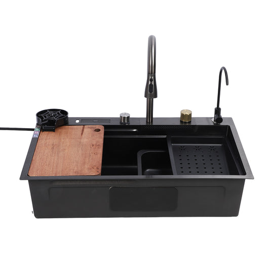 Drop In Kitchen Sink Multifunction Single Bowl Stainless Steel Kitchen Sink Workstation with 360 Degree Rotation Faucet