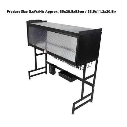 Over The Sink Dish Drying Rack Carbon Steel Space Saving 2 Tier Above Kitchen Sink Dish Drying Drainer Rack with Cover for Kitchen