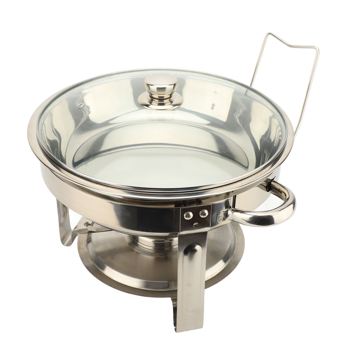 Buffet Chafing Dish Stainless Steel Round Catering Chafers with Glass Lid Detachable Alcohol Stove