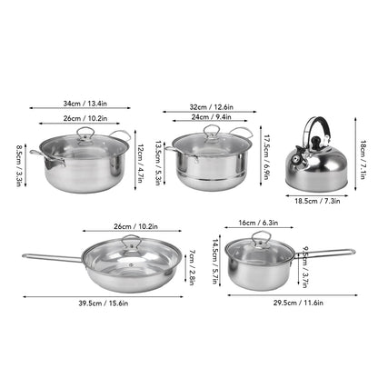 Cookware Set Stainless Steel Rustproof Stick Proof Thickened Pots Pans Set for Home Kitchen Restaurant