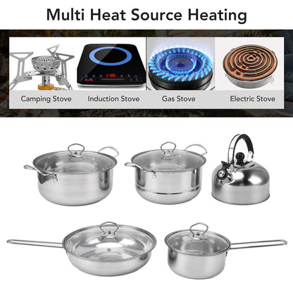 Cookware Set Stainless Steel Rustproof Stick Proof Thickened Pots Pans Set for Home Kitchen Restaurant