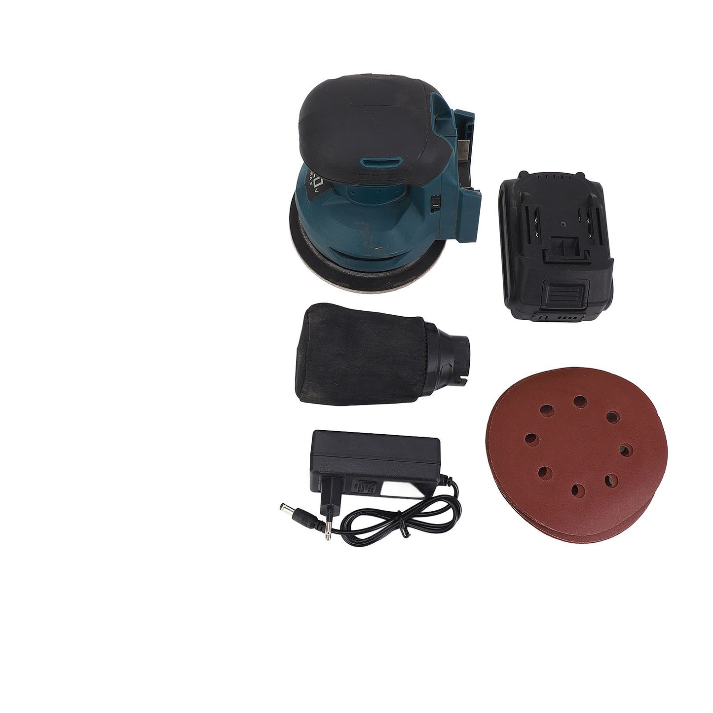 20-Volt 5" Cordless Random Orbit Sander And Dust Bag With 2.0A Battery & 12Pcs Sandpaper